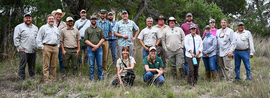 Participants at the 2022 Grassland Effectiveness Monitoring team workshop at Balcones Canyonlands National Wildlife Refuge.